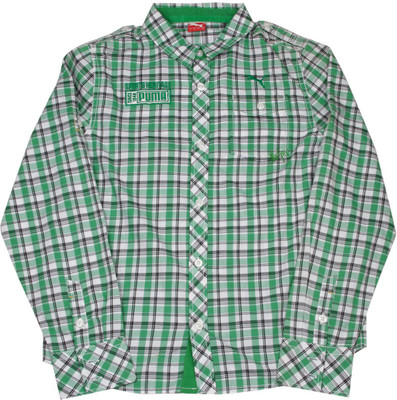 

Puma Boys Checkered Casual Green Shirt