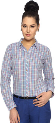 

Annabelle Women's Checkered Formal Blue Shirt