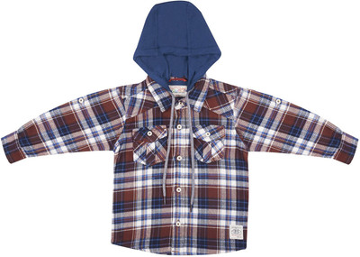 

Wow Mom Boys Checkered Casual Brown Shirt, Rust