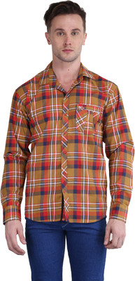 BRITISH TERMINAL Men Checkered Casual Yellow Shirt