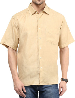 Vivid India Men's Solid Casual Brown Shirt