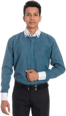 

Tag & Trend Men's Checkered Formal Green Shirt, Pine green