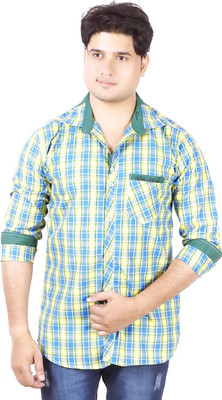 

Aedi Men's Checkered Casual Green Shirt