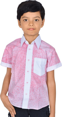 

Gkidz Boys Printed Casual Pink Shirt