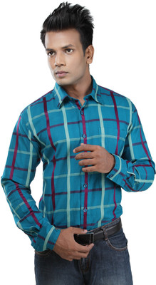 

Zeal Men's Checkered Casual Shirt, Dark teal