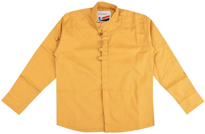 

Little Man Boy's Solid Casual Beige Shirt