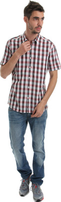 

Wrangler Men's Checkered Casual Multicolor Shirt, Peach