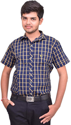 BRITISH TERMINAL Men Checkered Casual Yellow Shirt
