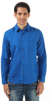 

Wrangler Men's Solid Casual Dark Blue Shirt, Blue aster
