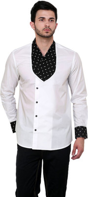 

Dazzio Men's Solid Casual White, Black Shirt