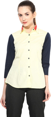 

Dazzio Women's Solid Formal Yellow, Blue, Red Shirt, Lime