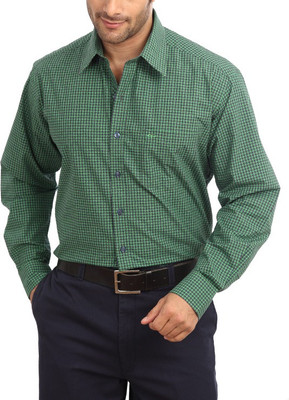 

ColorPlus Men's Checkered Casual Green Shirt