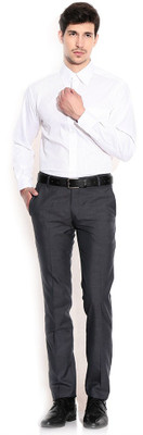 Akaas Men Solid Formal White Shirt