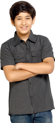 

Kick Start Boys Striped Casual Black Shirt