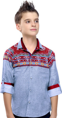 

MashUp Boys Printed Casual Blue Shirt