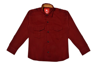 

Little Man Boys Solid Casual Shirt, Maroon