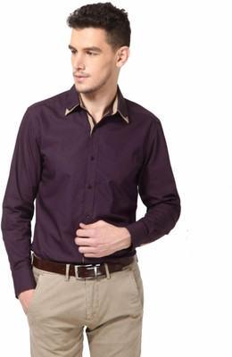 

Dazzio Men's Solid Casual Purple Shirt, Wine