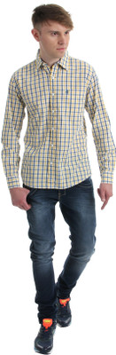 

Wrangler Men's Checkered Casual Multicolor Shirt, Yellow