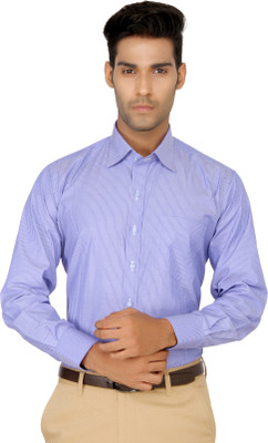 

Devaa Men's Striped Formal Blue Shirt