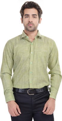 

Blue Bird Men' Self Design Formal Green Shirt