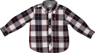 

Wow Mom Boys Checkered Casual Red Shirt