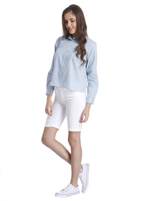 

Only Women's Striped Casual Shirt, Light blue denim