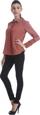 

Only Women's Solid Casual Maroon Shirt, Marsala