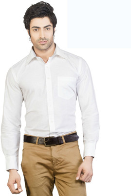 

EdenElliot Men's Solid Formal Point Collar Shirt, White
