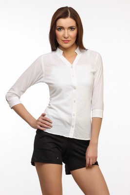 

Cation Women's Solid Formal White Shirt