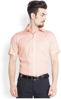

Park Avenue Men's Striped Formal Orange Shirt