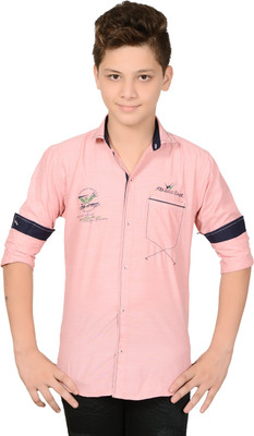 

Anry Boys Solid Casual Pink Shirt