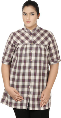 

Eves Pret A Porter Women's Checkered Casual Purple, Brown Shirt, Brown;purple