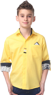 

MashUp Boys Solid Casual Yellow Shirt