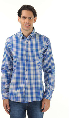 

Wrangler Men's Checkered Casual Blue Shirt, Limoges blue