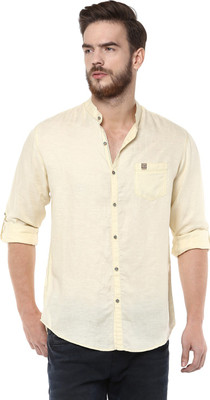 60% OFF on MUFTI Men Solid Casual Yellow Shirt on Flipkart
