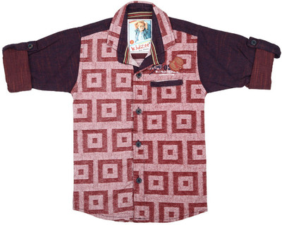 

Kidzee Boys Checkered Casual Maroon Shirt