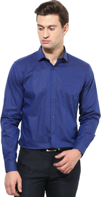 

First Row Men's Solid Formal Blue Shirt