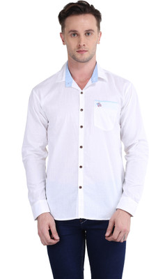 BRITISH TERMINAL Men Self Design Casual White Shirt