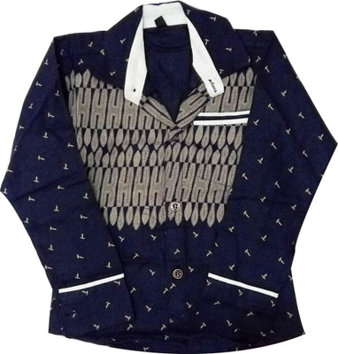 

Fashionitz Baby Boys Printed Casual Blue Shirt