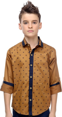 

MashUp Boys Printed Casual Beige Shirt