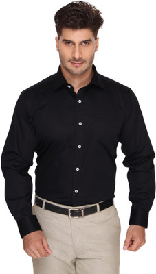 

Blacksmith Men's Solid Formal Black Shirt, Dark knight