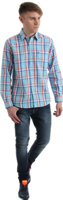 

Wrangler Men's Checkered Casual Multicolor Shirt, Blue