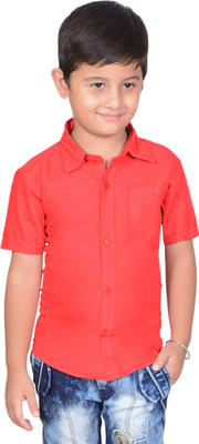 Natkhat Boys Solid Casual Red Shirt