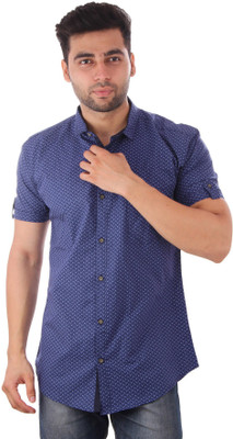 

Studio Nexx Men's Printed Casual Blue Shirt, Blue;light print