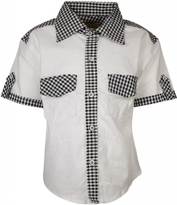 

Gkidz Boys Checkered Party Multicolor Shirt, White