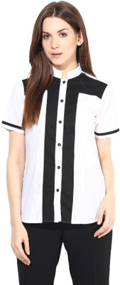 

Dazzio Women's Solid Formal White, Black Shirt