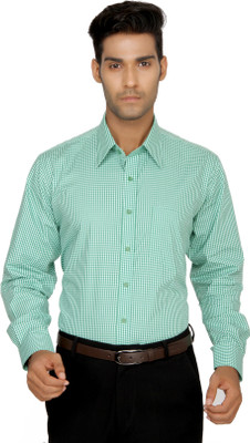 

Devaa Men's Checkered Formal Green Shirt