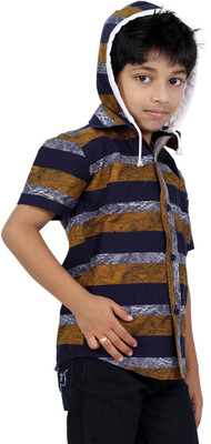

Zeal Boys Striped Casual Dark Blue, Yellow Shirt