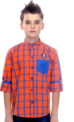 

MashUp Boys Checkered Casual Orange Shirt