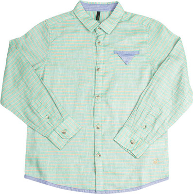 

United Colors of Benetton. Boys Striped Casual Light Green Shirt, 902